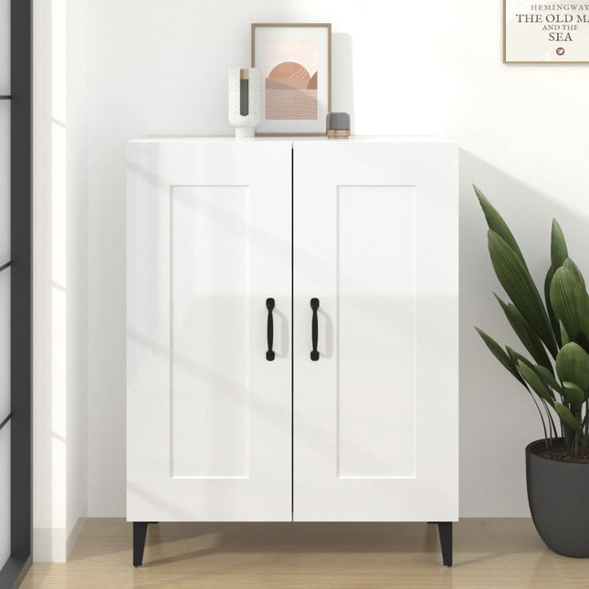skænk 69,5x34x90 cm konstrueret træ hvid højglans