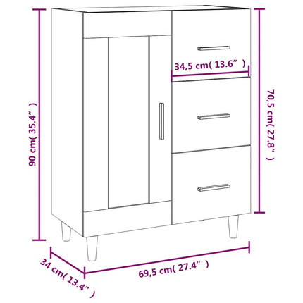 skænk 69,5x34x90 cm konstrueret træ hvid