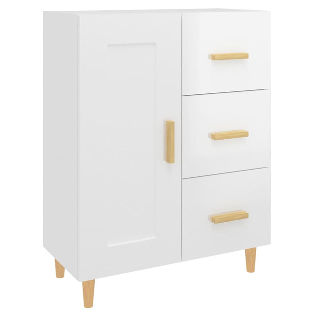 skænk 69,5x34x90 cm konstrueret træ hvid højglans
