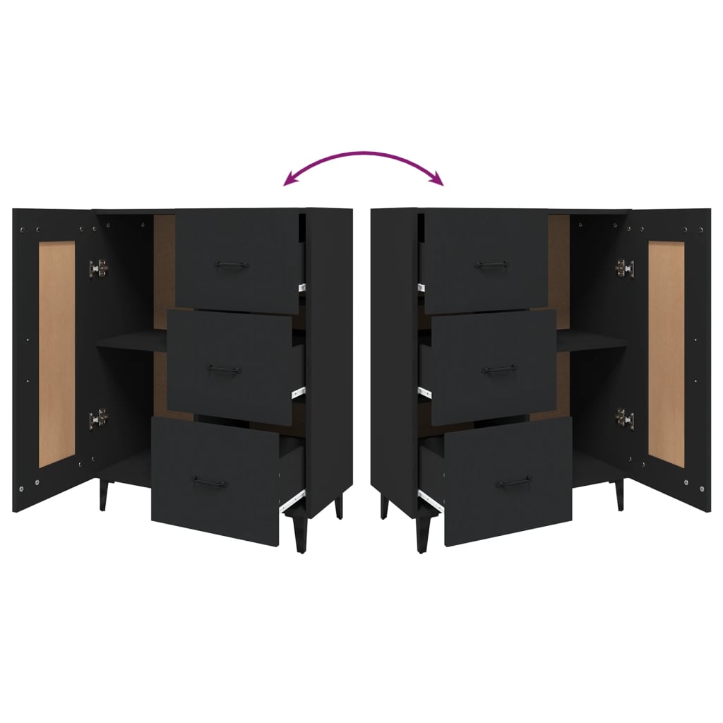 skænk 69,5x34x90 cm konstrueret træ sort
