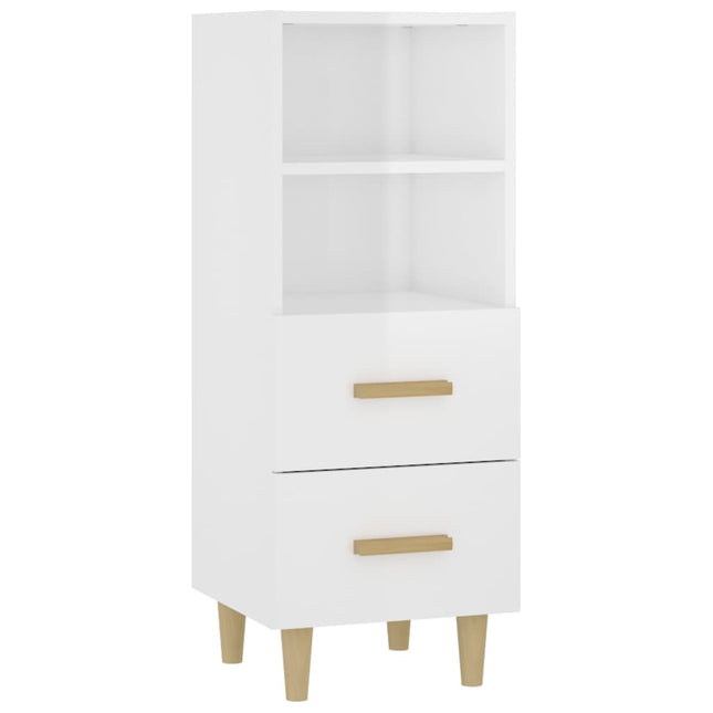 skænk 34,5x34x90 cm konstrueret træ hvid højglans