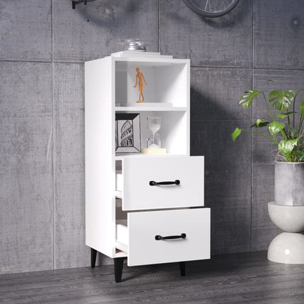 skænk 34,5x34x90 cm konstrueret træ hvid højglans