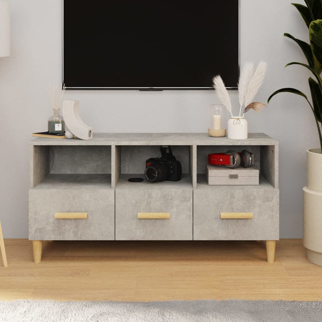 tv-bord 102x36x50 cm konstrueret træ betongrå