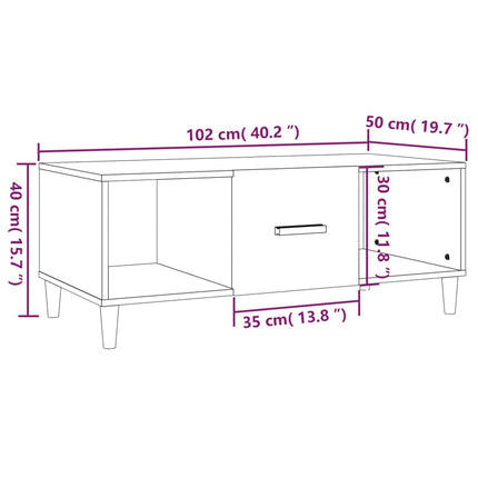 sofabord 102x50x40 cm konstrueret træ sort