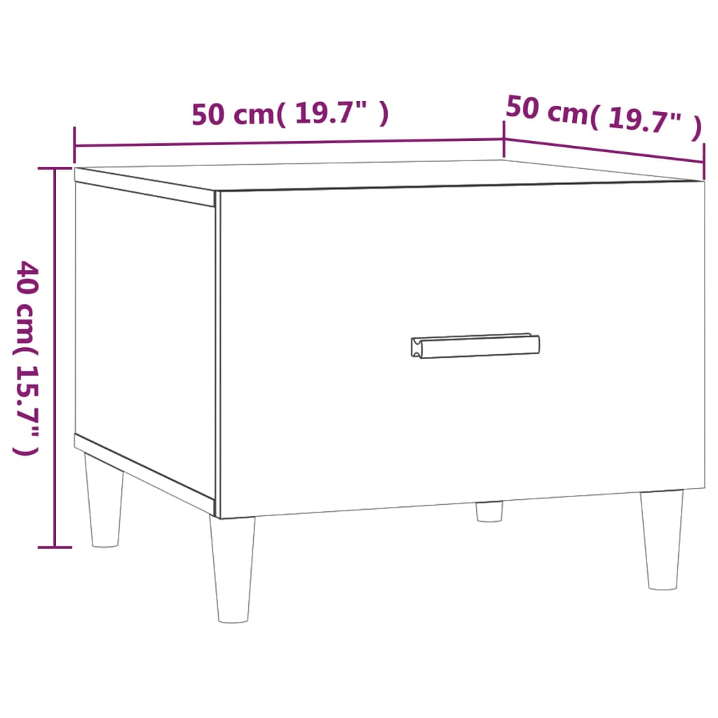 sofaborde 2 stk. 50x50x40 cm konstrueret træ sonoma-eg