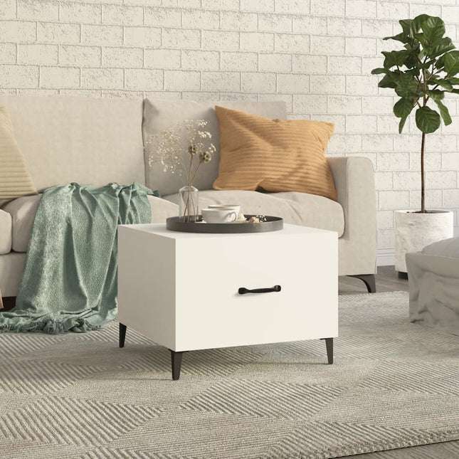 sofabord med metalben 50x50x40 cm hvid