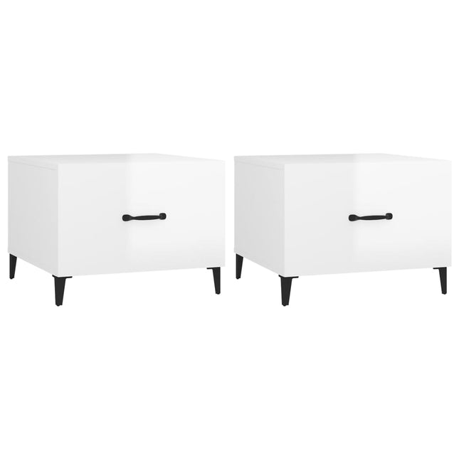 sofaborde med metalben 2 stk. 50x50x40 cm hvid højglans