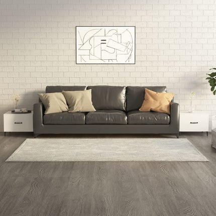 sofaborde med metalben 2 stk. 50x50x40 cm hvid højglans