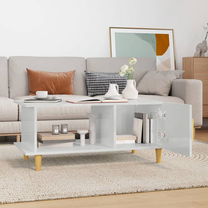 sofabord 90x50x40 cm konstrueret træ hvid højglans