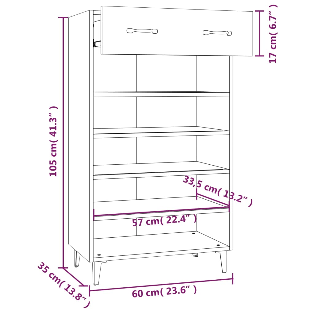 skoreol 60x35x105 cm konstrueret træ betongrå