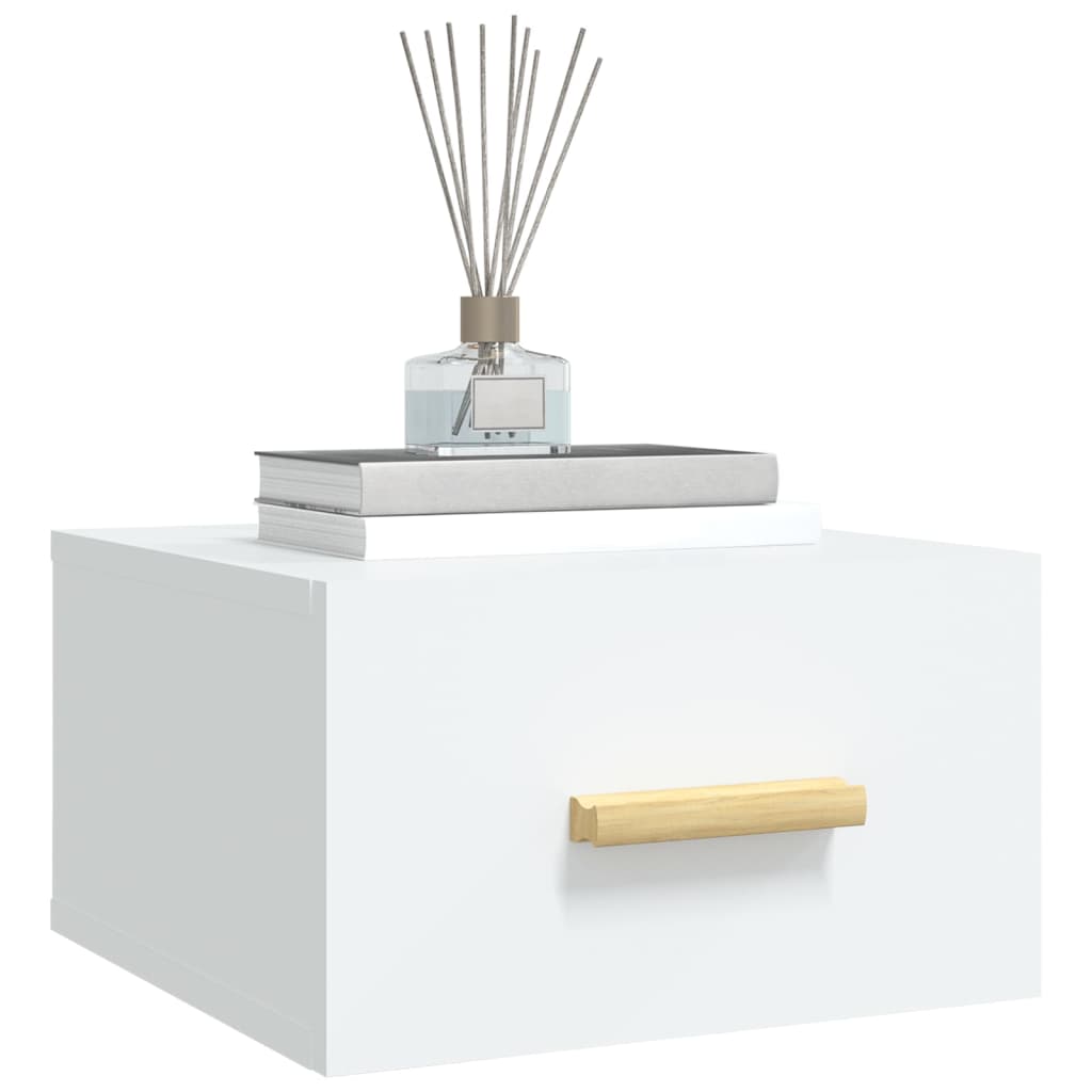 væghængt sengebord 35x35x20 cm hvid