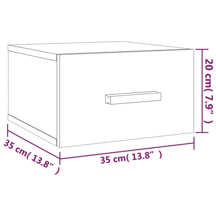 væghængt sengebord 35x35x20 cm sonoma-eg