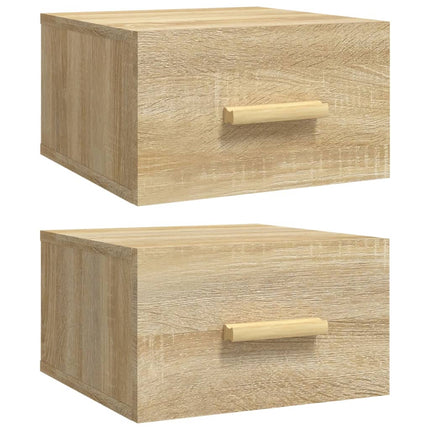 væghængte sengeborde 2 stk. 35x35x20 cm sonoma-eg