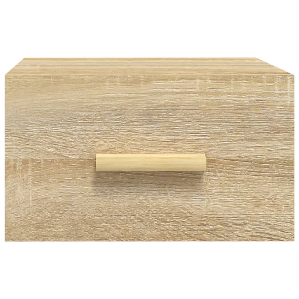 væghængte sengeborde 2 stk. 35x35x20 cm sonoma-eg