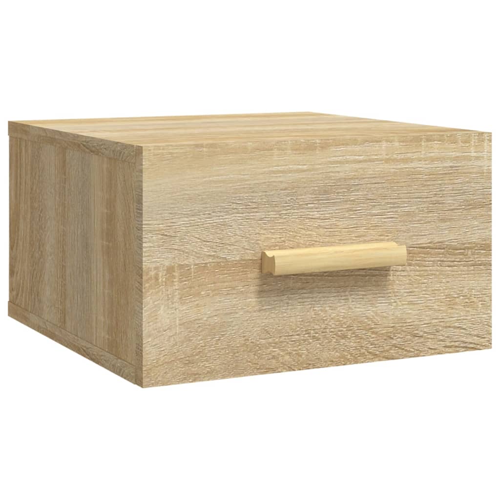 væghængte sengeborde 2 stk. 35x35x20 cm sonoma-eg