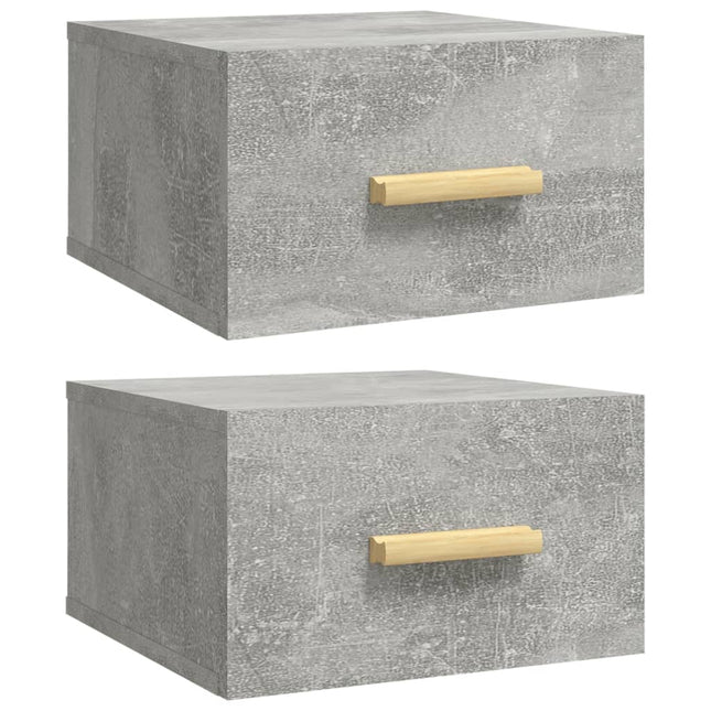 væghængte sengeborde 2 stk. 35x35x20 cm betongrå