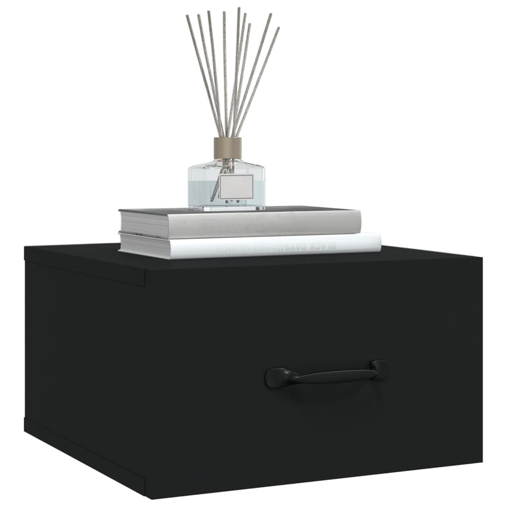 væghængte sengeborde 2 stk. 35x35x20 cm sort