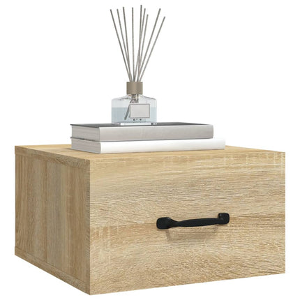 væghængt sengebord 35x35x20 cm sonoma-eg