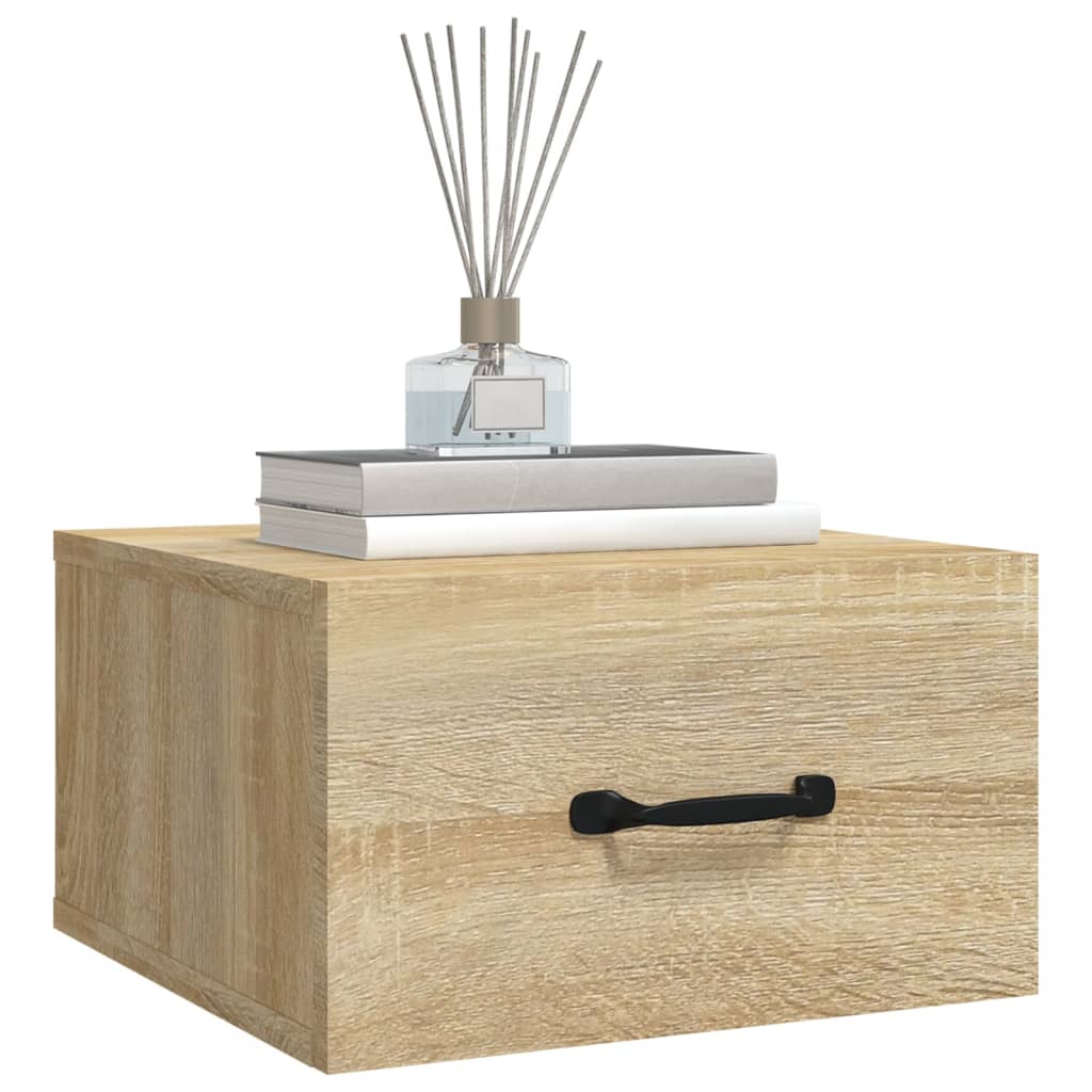 væghængt sengebord 35x35x20 cm sonoma-eg