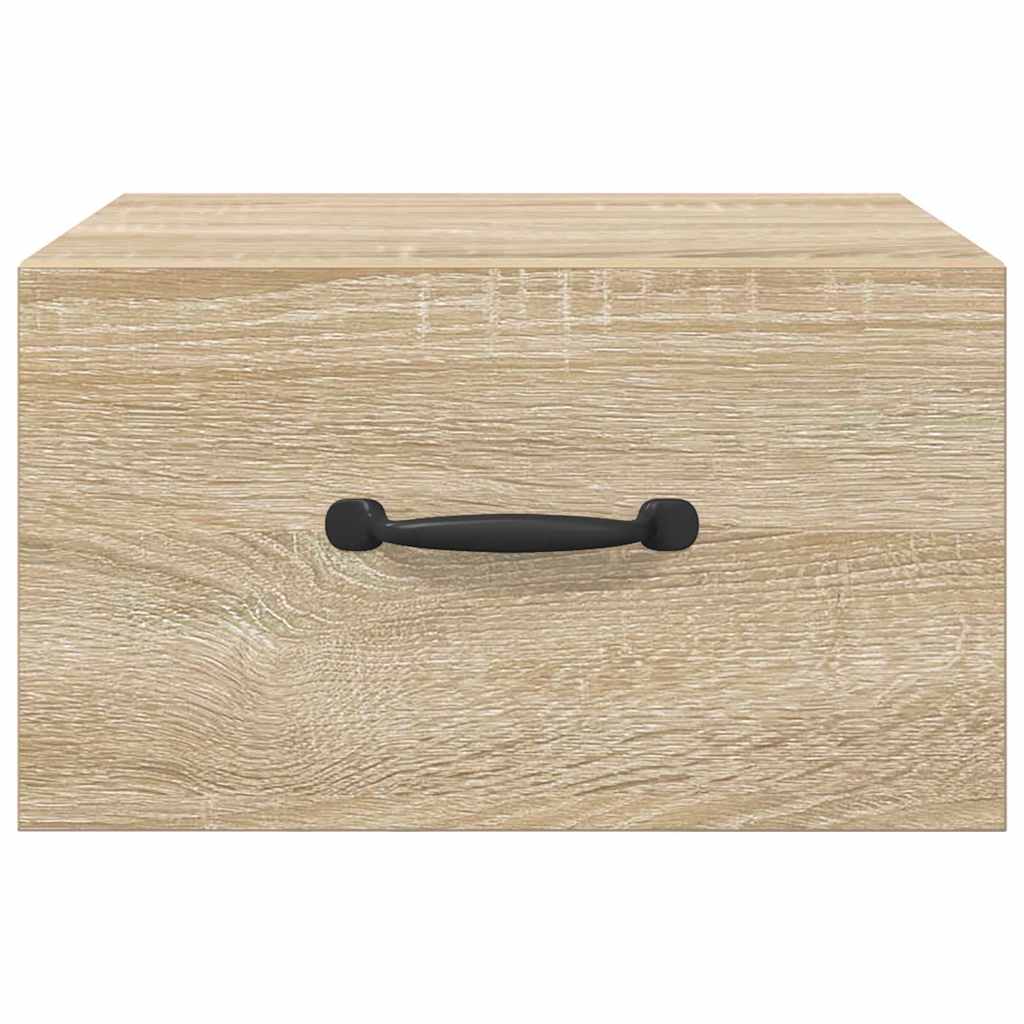 væghængte sengeborde 2 stk. 35x35x20 cm sonoma-eg