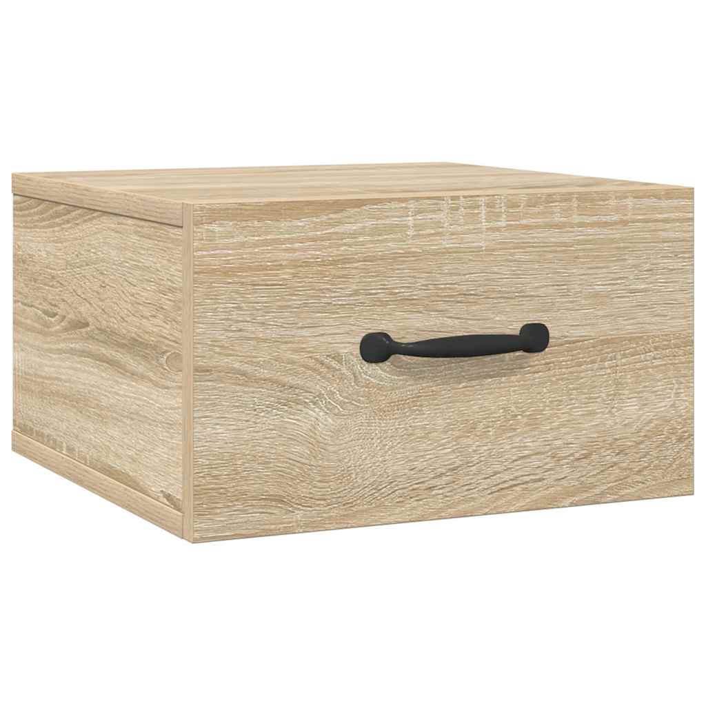 væghængte sengeborde 2 stk. 35x35x20 cm sonoma-eg