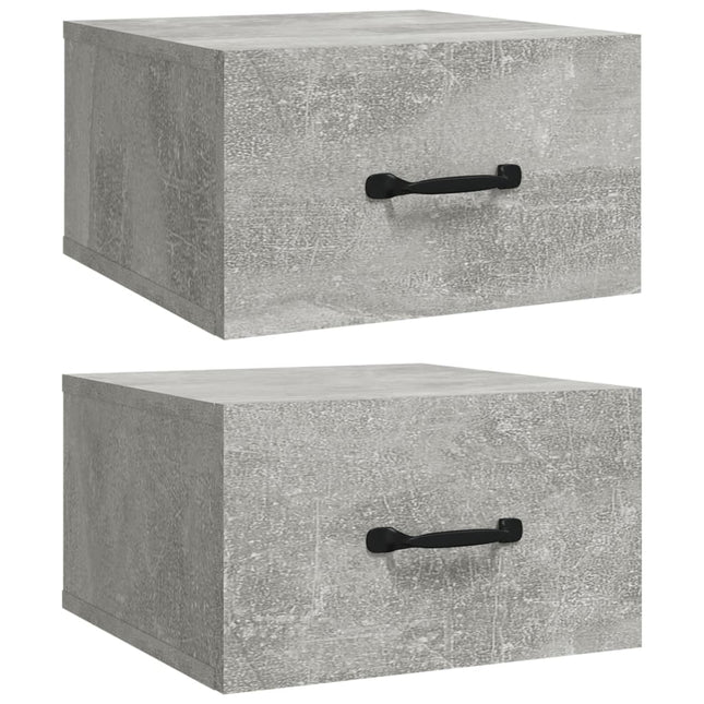 væghængte sengeborde 2 stk. 35x35x20 cm betongrå