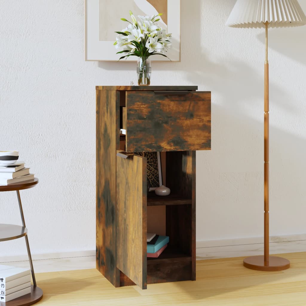 skænk 30x30x70 cm konstrueret træ røget egetræsfarve