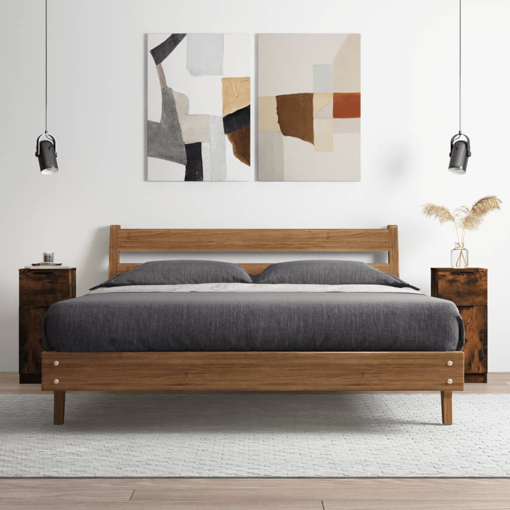 skænke 2 stk. 30x30x70 cm konstrueret træ røget egetræ