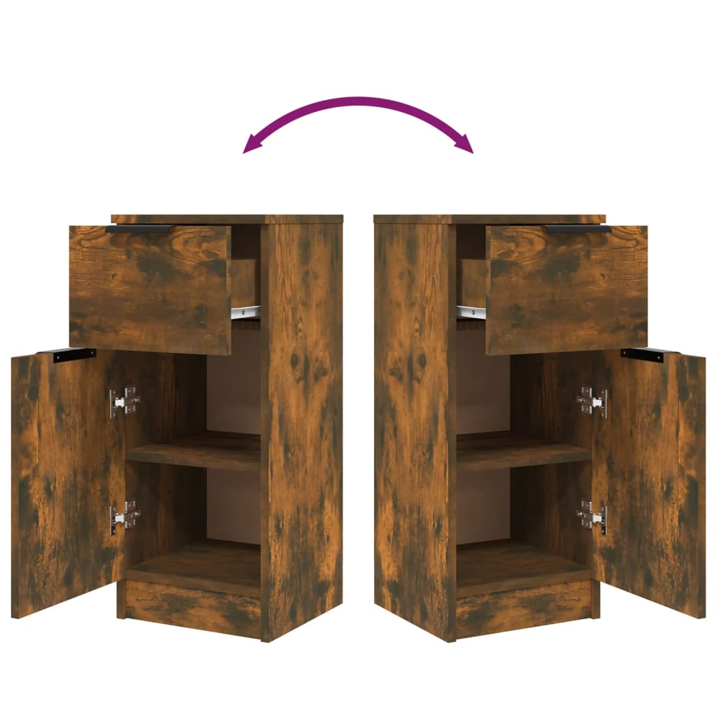 skænke 2 stk. 30x30x70 cm konstrueret træ røget egetræ