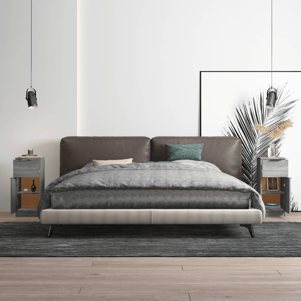 skænke 2 stk. 30x30x70 cm konstrueret træ grå sonoma-eg