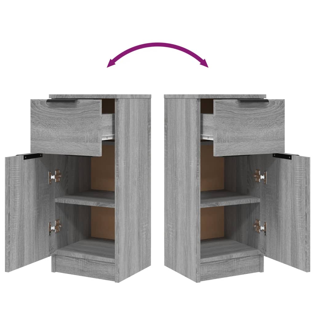 skænke 2 stk. 30x30x70 cm konstrueret træ grå sonoma-eg