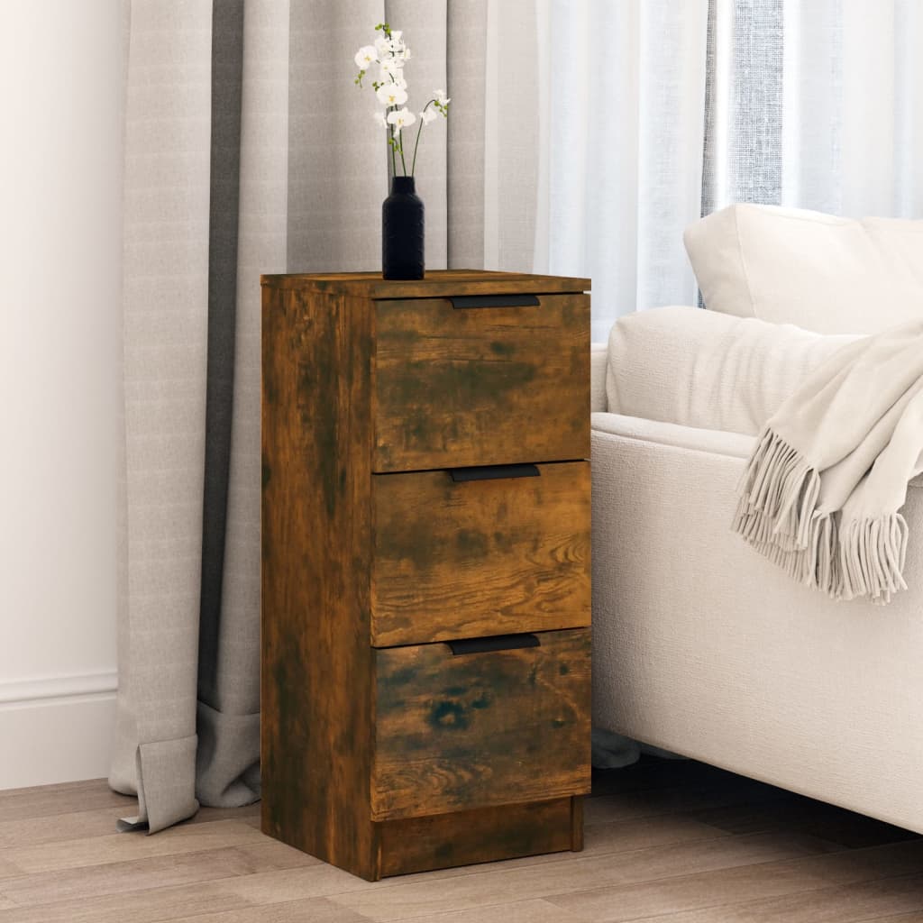 skænk 30x30x70 cm konstrueret træ røget egetræsfarve