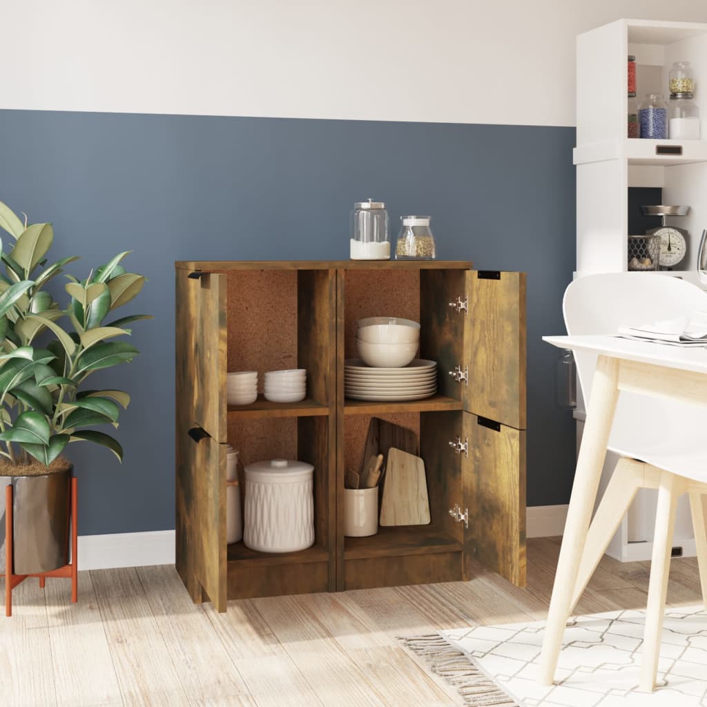 skænke 2 stk. 30x30x70 cm konstrueret træ røget egetræ