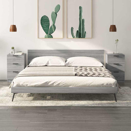 sengeborde 2 stk. 40x36x65 cm grå sonoma-eg