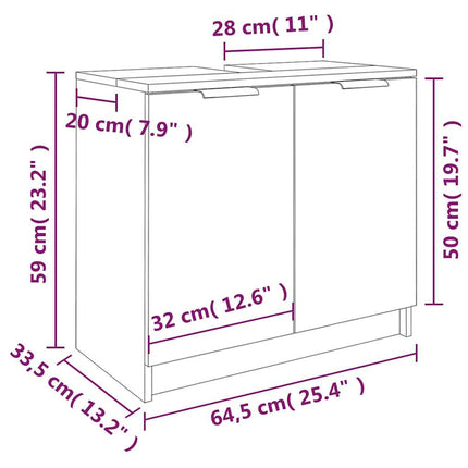 badeværelsesskab 64,5x33,5x59 cm konstrueret træ grå sonoma-eg