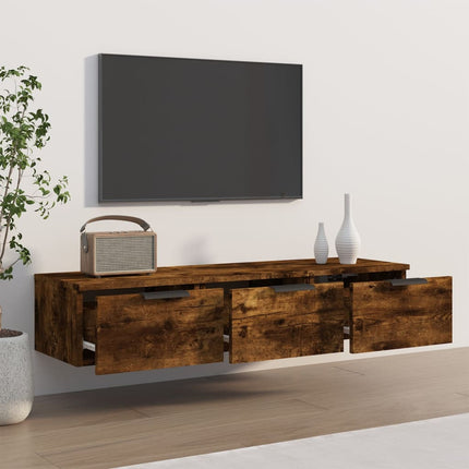 vægskab 102x30x20 cm konstrueret træ røget egetræsfarve