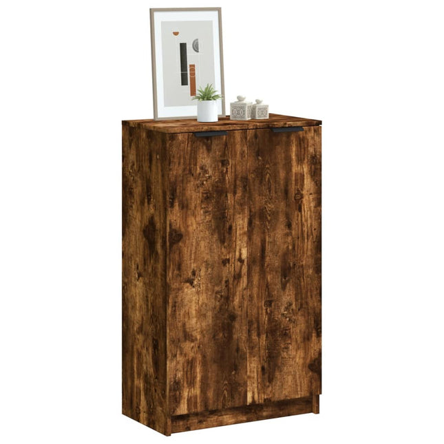 skoskab 59x35x100 cm konstrueret træ røget egetræsfarve