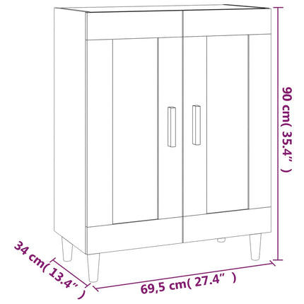 skænk 69,5x34x90 cm konstrueret træ røget egetræsfarve