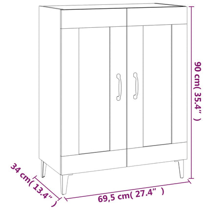 skænk 69,5x34x90 cm konstrueret træ røget egetræsfarve