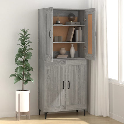 skænk 69,5x34x90 cm konstrueret træ grå sonoma-eg