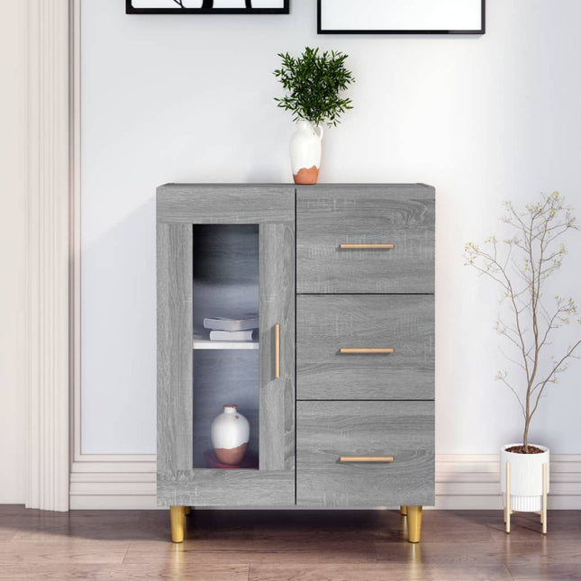 skænk 69,5x34x90 cm konstrueret træ grå sonoma-eg