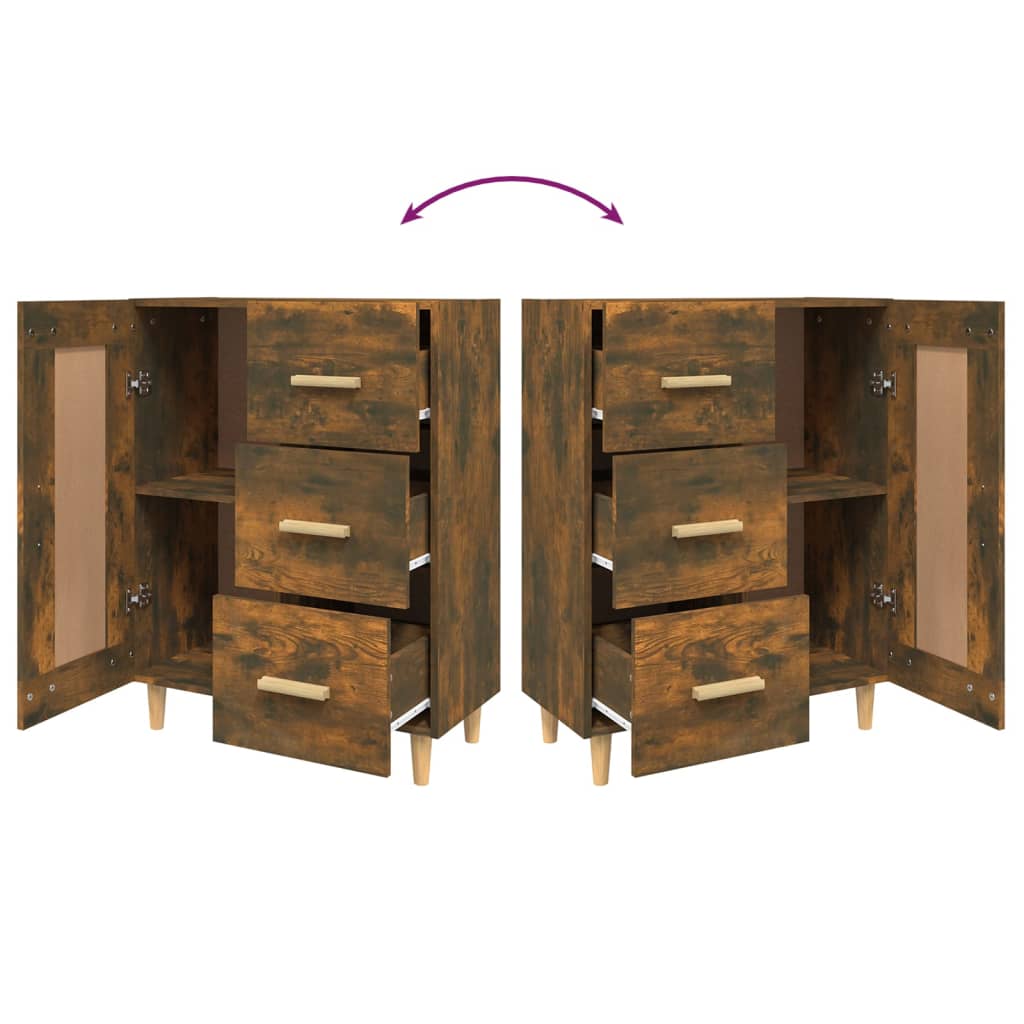 skænk 69,5x34x90 cm konstrueret træ røget egetræsfarve