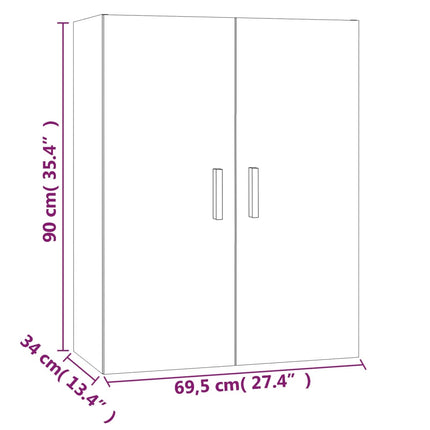 vægskab 69,5x34x90 cm røget egetræsfarve