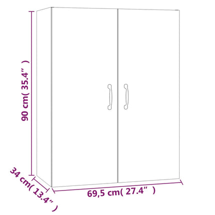 vægskab 69,5x34x90 cm konstrueret træ røget egetræsfarve