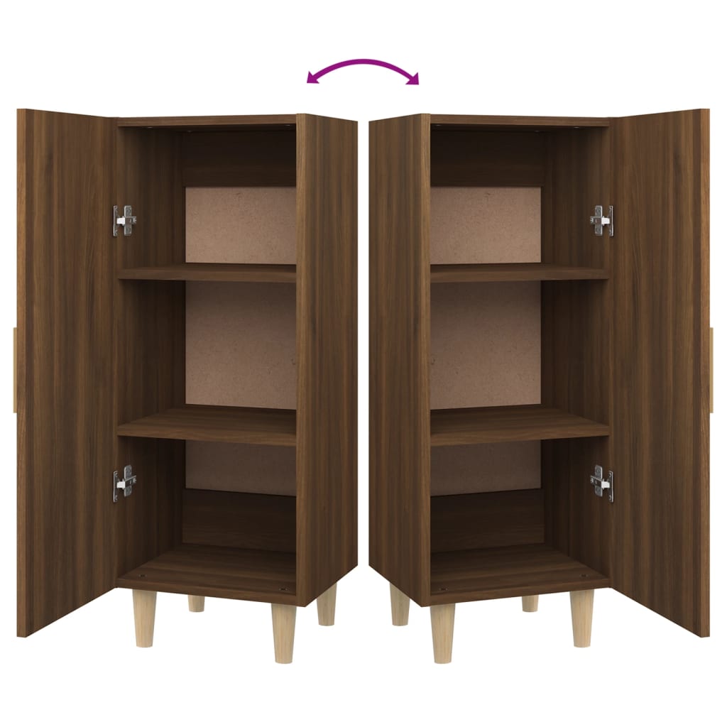 skænk 34,5x34x90 cm konstrueret træ brun egetræsfarve