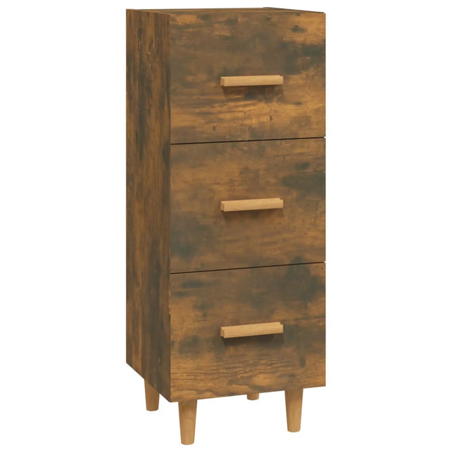 skænk 34,5x34x90 cm konstrueret træ røget egetræsfarve