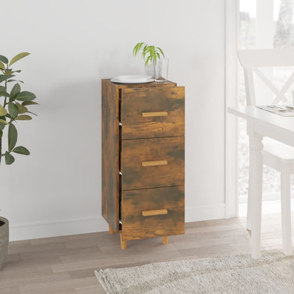 skænk 34,5x34x90 cm konstrueret træ røget egetræsfarve