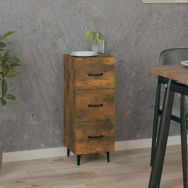 skænk 34,5x34x90 cm konstrueret træ røget egetræsfarve