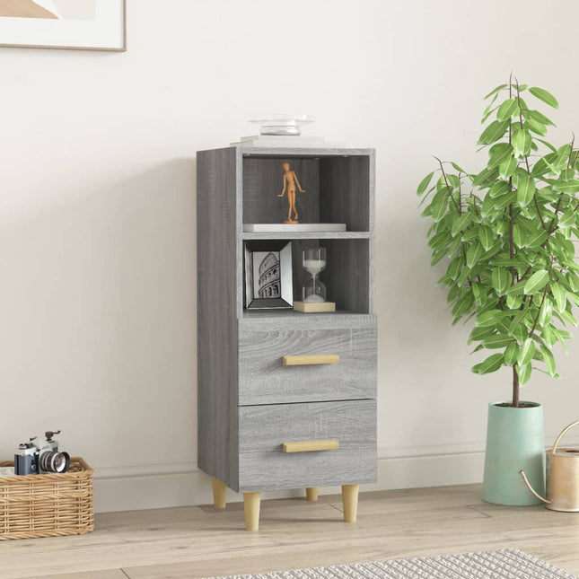 skænk 34,5x34x90 cm konstrueret træ grå sonoma-eg