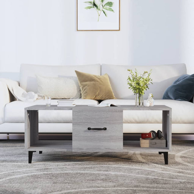 sofabord 102x50x40 cm konstrueret træ grå sonoma-eg